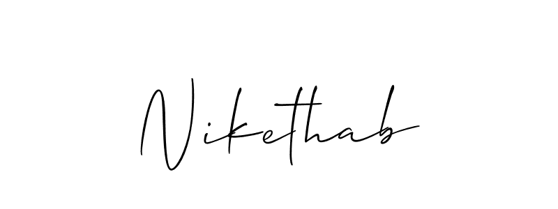 if you are searching for the best signature style for your name Nikethab. so please give up your signature search. here we have designed multiple signature styles  using Allison_Script. Nikethab signature style 2 images and pictures png