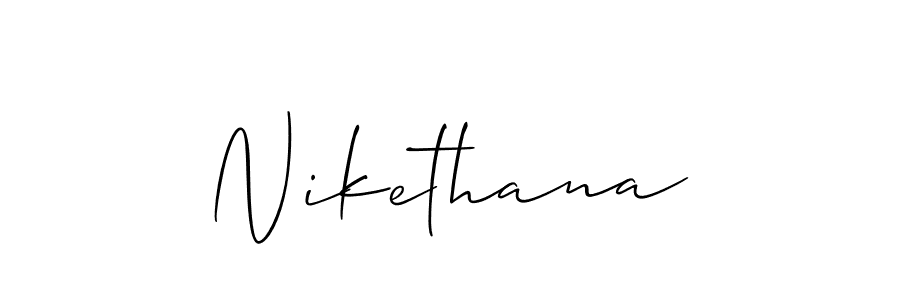 Use a signature maker to create a handwritten signature online. With this signature software, you can design (Allison_Script) your own signature for name Nikethana. Nikethana signature style 2 images and pictures png