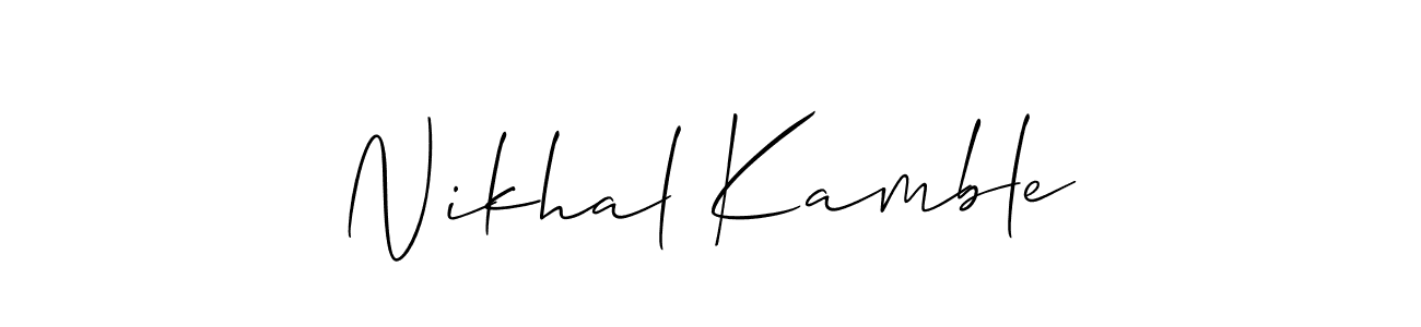 The best way (Allison_Script) to make a short signature is to pick only two or three words in your name. The name Nikhal Kamble include a total of six letters. For converting this name. Nikhal Kamble signature style 2 images and pictures png