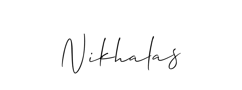 Create a beautiful signature design for name Nikhalas. With this signature (Allison_Script) fonts, you can make a handwritten signature for free. Nikhalas signature style 2 images and pictures png