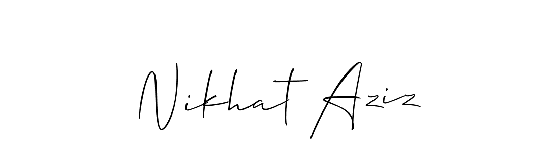 Make a beautiful signature design for name Nikhat Aziz. With this signature (Allison_Script) style, you can create a handwritten signature for free. Nikhat Aziz signature style 2 images and pictures png