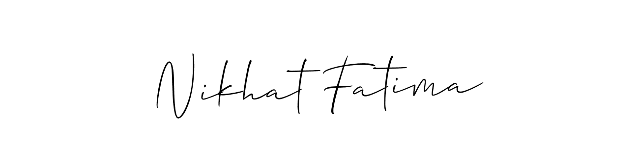Make a beautiful signature design for name Nikhat Fatima. With this signature (Allison_Script) style, you can create a handwritten signature for free. Nikhat Fatima signature style 2 images and pictures png