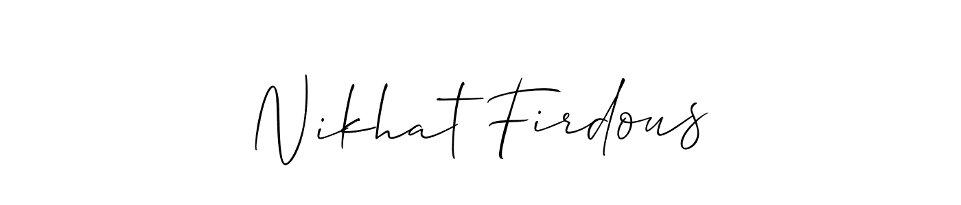 Use a signature maker to create a handwritten signature online. With this signature software, you can design (Allison_Script) your own signature for name Nikhat Firdous. Nikhat Firdous signature style 2 images and pictures png
