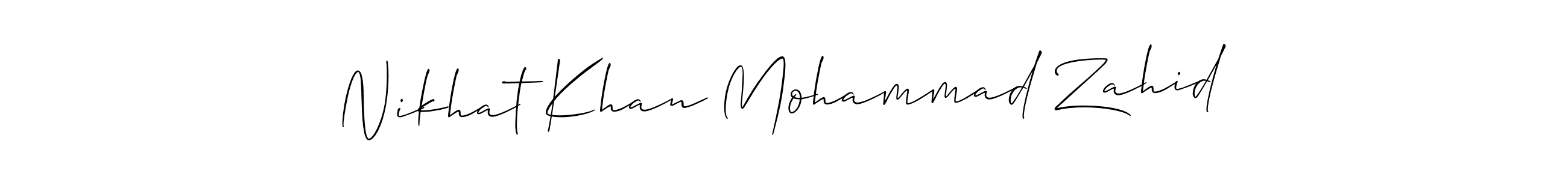 This is the best signature style for the Nikhat Khan Mohammad Zahid name. Also you like these signature font (Allison_Script). Mix name signature. Nikhat Khan Mohammad Zahid signature style 2 images and pictures png