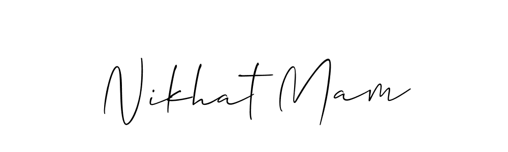 if you are searching for the best signature style for your name Nikhat Mam. so please give up your signature search. here we have designed multiple signature styles  using Allison_Script. Nikhat Mam signature style 2 images and pictures png