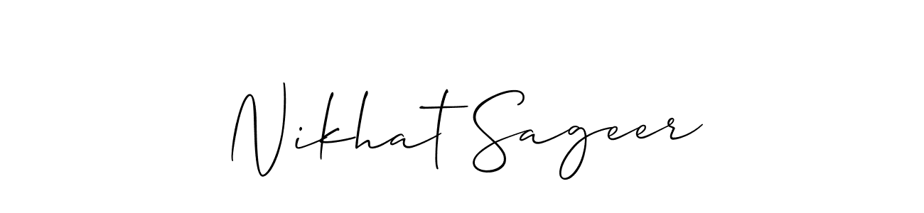 Use a signature maker to create a handwritten signature online. With this signature software, you can design (Allison_Script) your own signature for name Nikhat Sageer. Nikhat Sageer signature style 2 images and pictures png