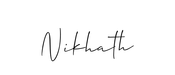 Design your own signature with our free online signature maker. With this signature software, you can create a handwritten (Allison_Script) signature for name Nikhath. Nikhath signature style 2 images and pictures png