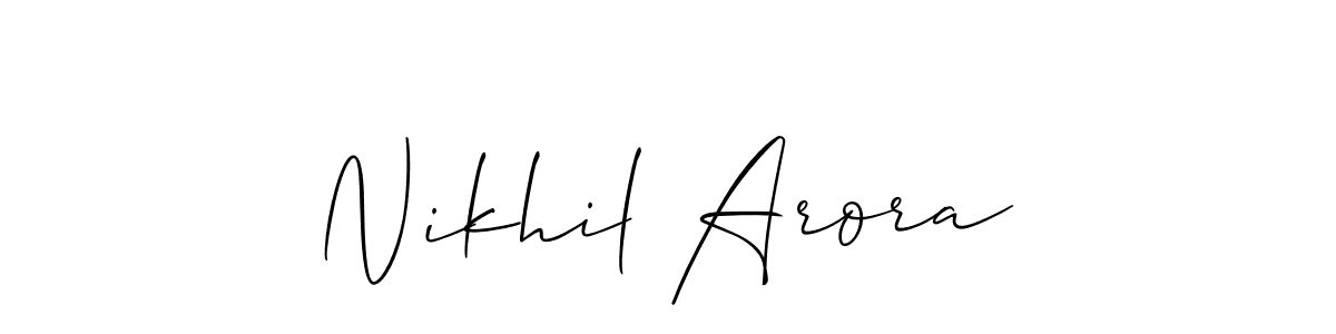 Create a beautiful signature design for name Nikhil Arora. With this signature (Allison_Script) fonts, you can make a handwritten signature for free. Nikhil Arora signature style 2 images and pictures png