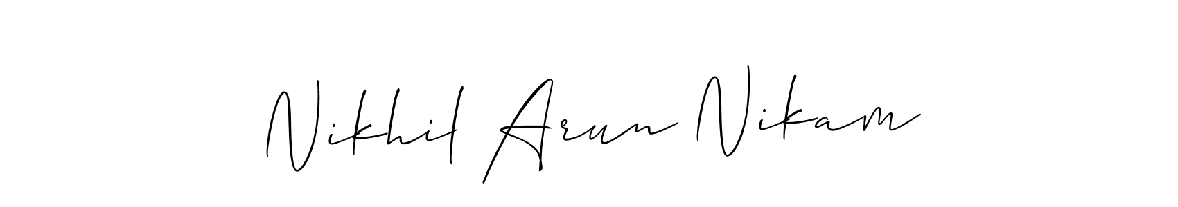 It looks lik you need a new signature style for name Nikhil Arun Nikam. Design unique handwritten (Allison_Script) signature with our free signature maker in just a few clicks. Nikhil Arun Nikam signature style 2 images and pictures png