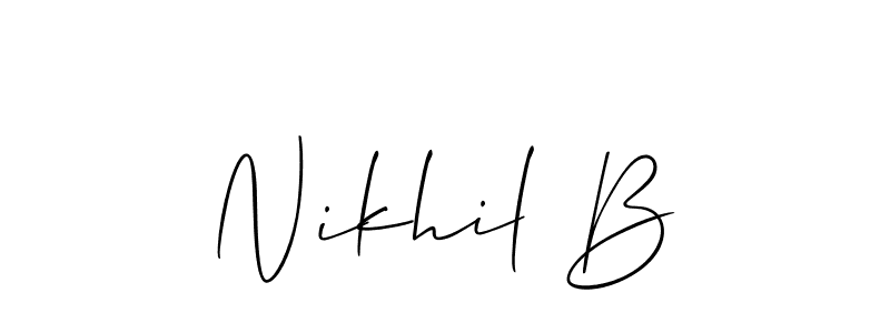 How to make Nikhil B name signature. Use Allison_Script style for creating short signs online. This is the latest handwritten sign. Nikhil B signature style 2 images and pictures png