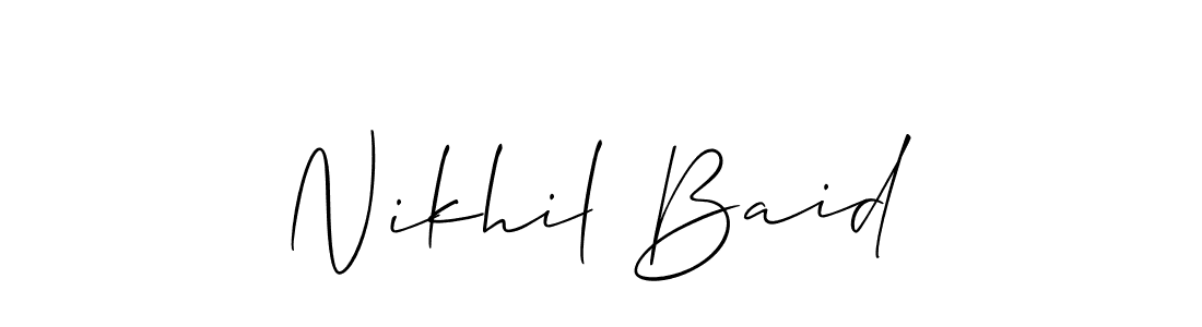 You should practise on your own different ways (Allison_Script) to write your name (Nikhil Baid) in signature. don't let someone else do it for you. Nikhil Baid signature style 2 images and pictures png