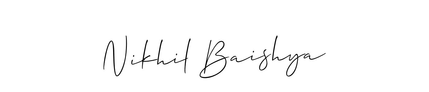 You should practise on your own different ways (Allison_Script) to write your name (Nikhil Baishya) in signature. don't let someone else do it for you. Nikhil Baishya signature style 2 images and pictures png