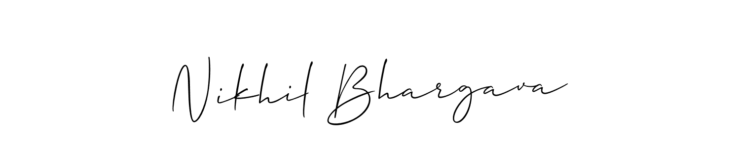 This is the best signature style for the Nikhil Bhargava name. Also you like these signature font (Allison_Script). Mix name signature. Nikhil Bhargava signature style 2 images and pictures png