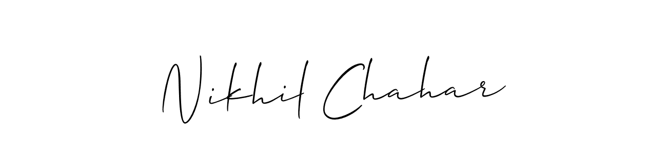 How to make Nikhil Chahar name signature. Use Allison_Script style for creating short signs online. This is the latest handwritten sign. Nikhil Chahar signature style 2 images and pictures png