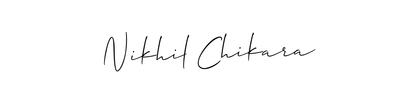 Allison_Script is a professional signature style that is perfect for those who want to add a touch of class to their signature. It is also a great choice for those who want to make their signature more unique. Get Nikhil Chikara name to fancy signature for free. Nikhil Chikara signature style 2 images and pictures png