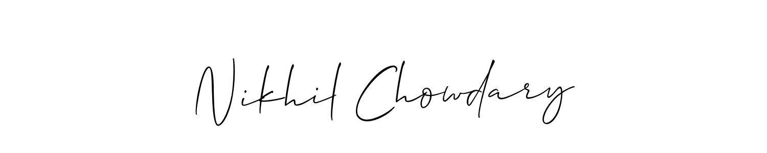 How to make Nikhil Chowdary signature? Allison_Script is a professional autograph style. Create handwritten signature for Nikhil Chowdary name. Nikhil Chowdary signature style 2 images and pictures png