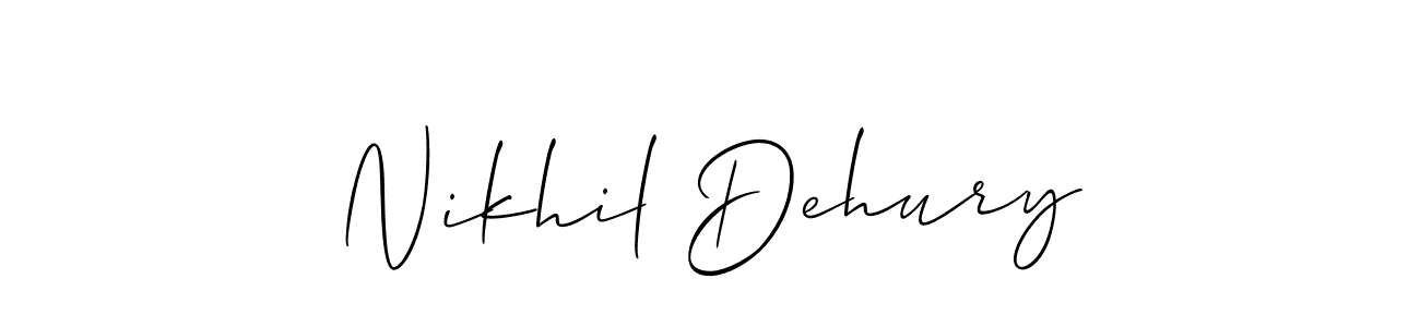 Design your own signature with our free online signature maker. With this signature software, you can create a handwritten (Allison_Script) signature for name Nikhil Dehury. Nikhil Dehury signature style 2 images and pictures png