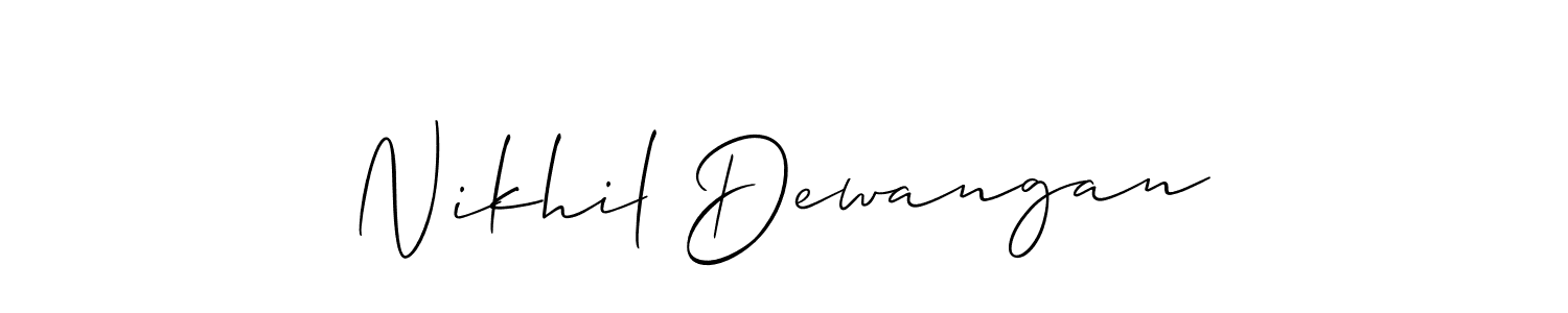 Also You can easily find your signature by using the search form. We will create Nikhil Dewangan name handwritten signature images for you free of cost using Allison_Script sign style. Nikhil Dewangan signature style 2 images and pictures png