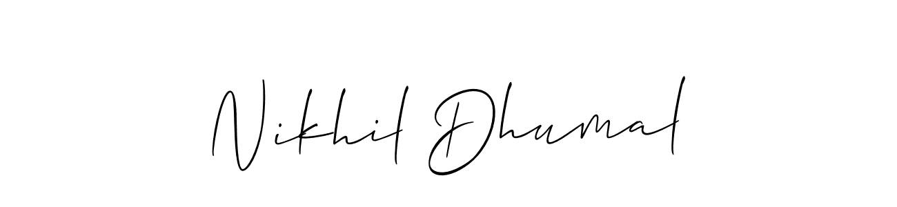 Use a signature maker to create a handwritten signature online. With this signature software, you can design (Allison_Script) your own signature for name Nikhil Dhumal. Nikhil Dhumal signature style 2 images and pictures png