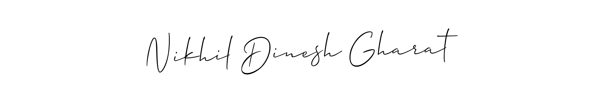 Also You can easily find your signature by using the search form. We will create Nikhil Dinesh Gharat name handwritten signature images for you free of cost using Allison_Script sign style. Nikhil Dinesh Gharat signature style 2 images and pictures png