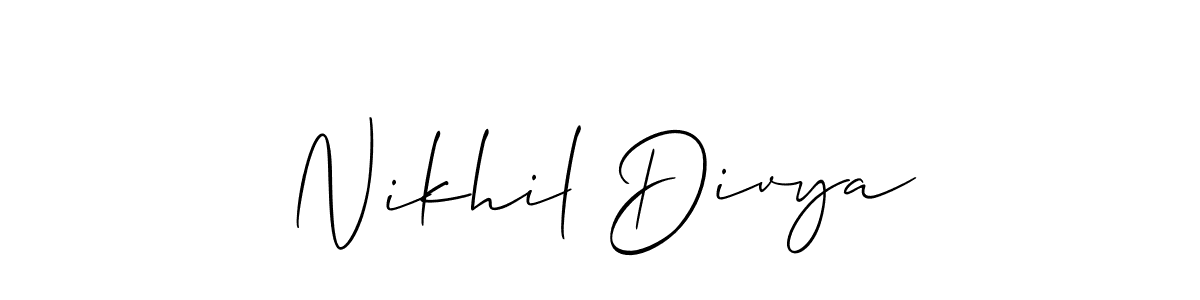 It looks lik you need a new signature style for name Nikhil Divya. Design unique handwritten (Allison_Script) signature with our free signature maker in just a few clicks. Nikhil Divya signature style 2 images and pictures png