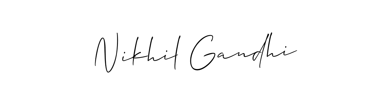 Use a signature maker to create a handwritten signature online. With this signature software, you can design (Allison_Script) your own signature for name Nikhil Gandhi. Nikhil Gandhi signature style 2 images and pictures png