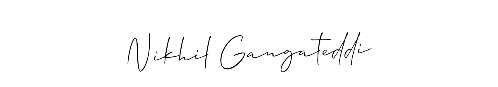 Create a beautiful signature design for name Nikhil Gangateddi. With this signature (Allison_Script) fonts, you can make a handwritten signature for free. Nikhil Gangateddi signature style 2 images and pictures png