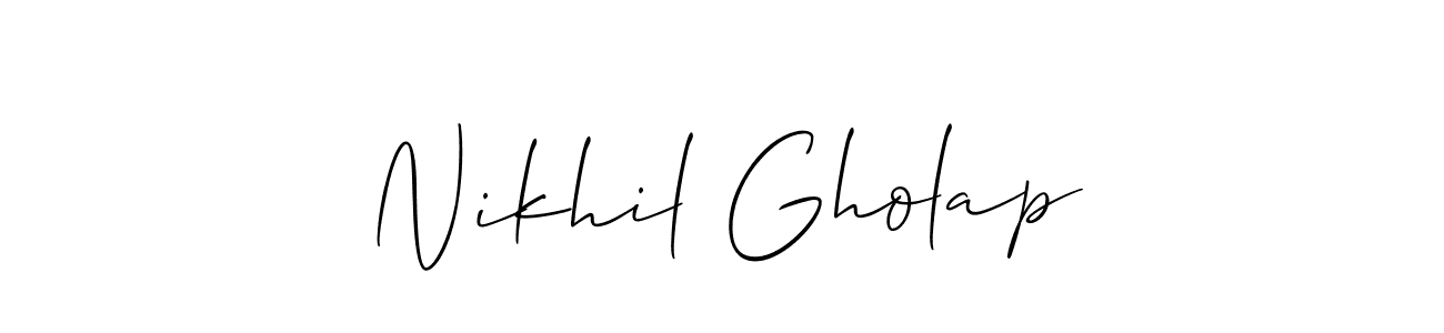 The best way (Allison_Script) to make a short signature is to pick only two or three words in your name. The name Nikhil Gholap include a total of six letters. For converting this name. Nikhil Gholap signature style 2 images and pictures png