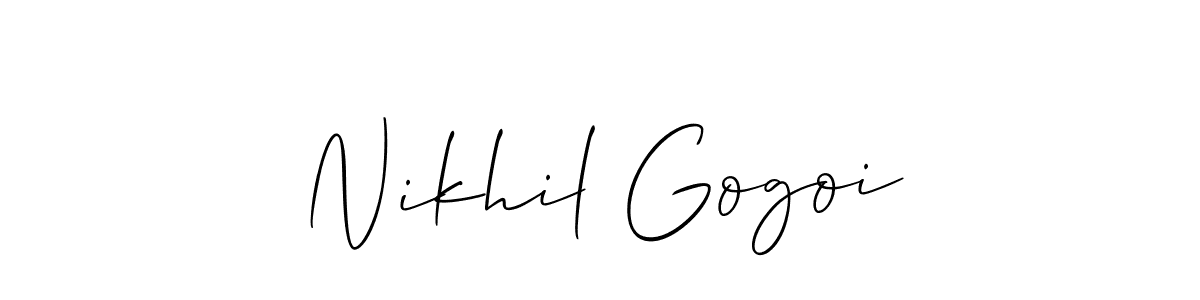 Also we have Nikhil Gogoi name is the best signature style. Create professional handwritten signature collection using Allison_Script autograph style. Nikhil Gogoi signature style 2 images and pictures png