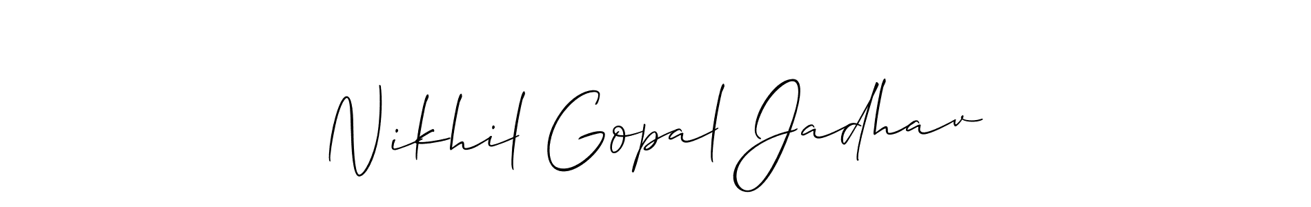 Make a short Nikhil Gopal Jadhav signature style. Manage your documents anywhere anytime using Allison_Script. Create and add eSignatures, submit forms, share and send files easily. Nikhil Gopal Jadhav signature style 2 images and pictures png