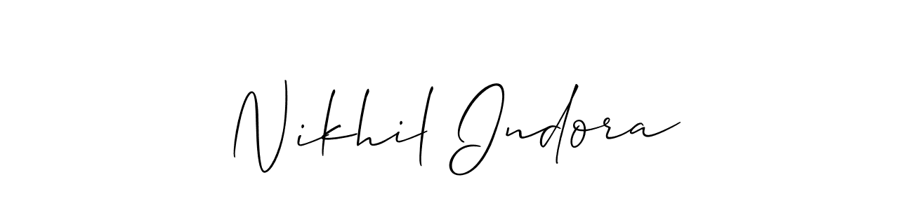 How to make Nikhil Indora name signature. Use Allison_Script style for creating short signs online. This is the latest handwritten sign. Nikhil Indora signature style 2 images and pictures png