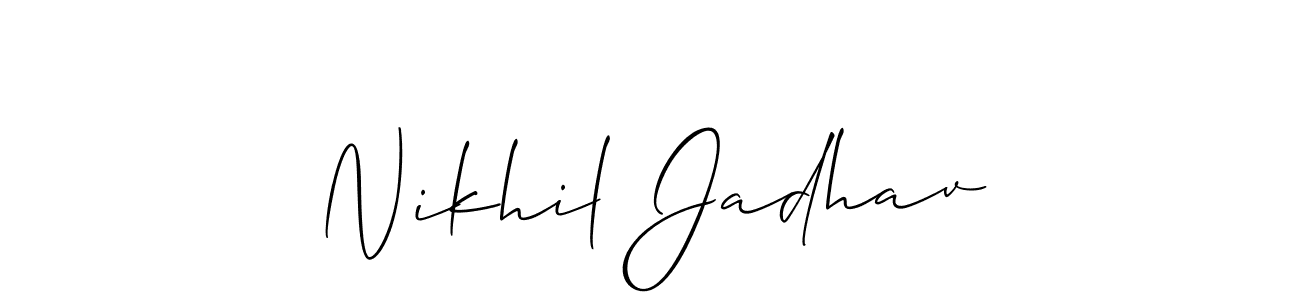This is the best signature style for the Nikhil Jadhav name. Also you like these signature font (Allison_Script). Mix name signature. Nikhil Jadhav signature style 2 images and pictures png