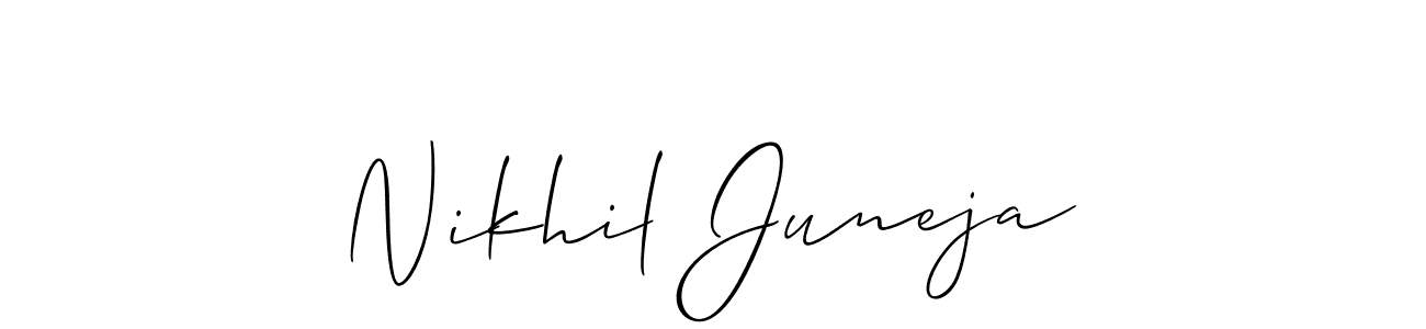 How to make Nikhil Juneja name signature. Use Allison_Script style for creating short signs online. This is the latest handwritten sign. Nikhil Juneja signature style 2 images and pictures png