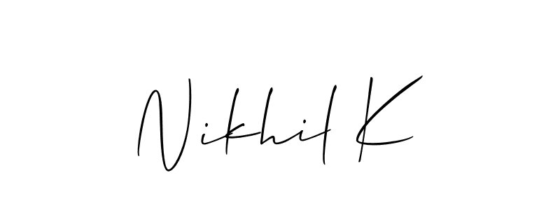 It looks lik you need a new signature style for name Nikhil K. Design unique handwritten (Allison_Script) signature with our free signature maker in just a few clicks. Nikhil K signature style 2 images and pictures png