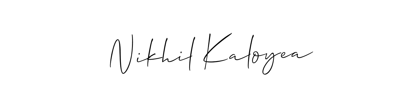 How to make Nikhil Kaloyea name signature. Use Allison_Script style for creating short signs online. This is the latest handwritten sign. Nikhil Kaloyea signature style 2 images and pictures png