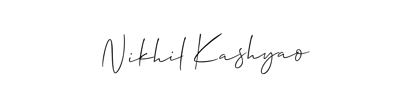 Make a beautiful signature design for name Nikhil Kashyao. With this signature (Allison_Script) style, you can create a handwritten signature for free. Nikhil Kashyao signature style 2 images and pictures png