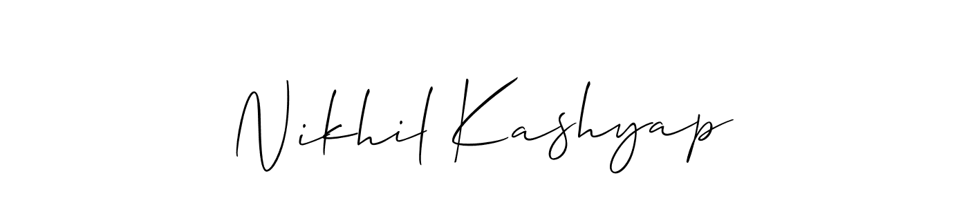 Make a beautiful signature design for name Nikhil Kashyap. With this signature (Allison_Script) style, you can create a handwritten signature for free. Nikhil Kashyap signature style 2 images and pictures png