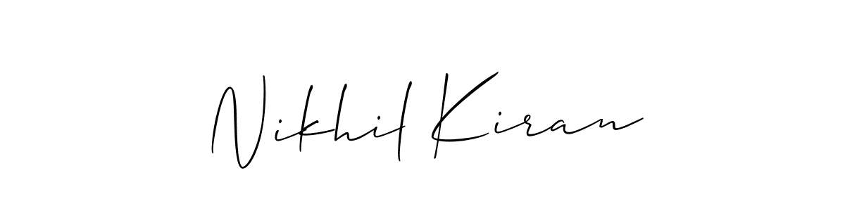 Make a beautiful signature design for name Nikhil Kiran. With this signature (Allison_Script) style, you can create a handwritten signature for free. Nikhil Kiran signature style 2 images and pictures png