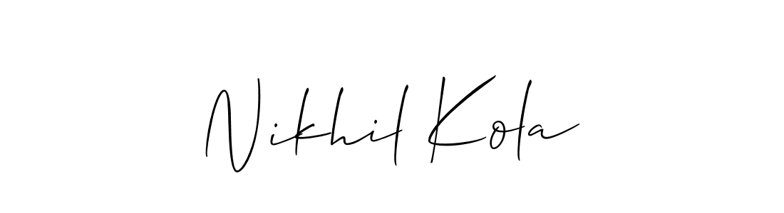 Create a beautiful signature design for name Nikhil Kola. With this signature (Allison_Script) fonts, you can make a handwritten signature for free. Nikhil Kola signature style 2 images and pictures png