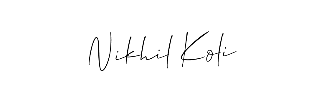 This is the best signature style for the Nikhil Koli name. Also you like these signature font (Allison_Script). Mix name signature. Nikhil Koli signature style 2 images and pictures png