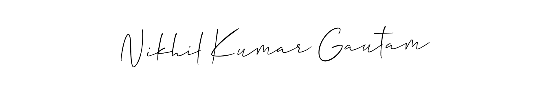 You should practise on your own different ways (Allison_Script) to write your name (Nikhil Kumar Gautam) in signature. don't let someone else do it for you. Nikhil Kumar Gautam signature style 2 images and pictures png