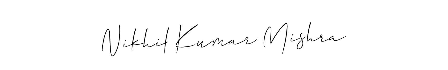 How to make Nikhil Kumar Mishra name signature. Use Allison_Script style for creating short signs online. This is the latest handwritten sign. Nikhil Kumar Mishra signature style 2 images and pictures png