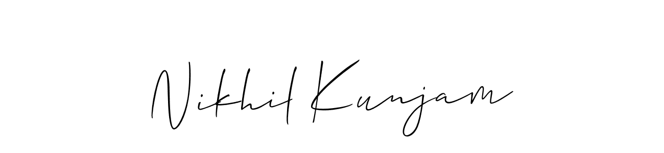 Make a short Nikhil Kunjam signature style. Manage your documents anywhere anytime using Allison_Script. Create and add eSignatures, submit forms, share and send files easily. Nikhil Kunjam signature style 2 images and pictures png