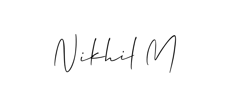 if you are searching for the best signature style for your name Nikhil M. so please give up your signature search. here we have designed multiple signature styles  using Allison_Script. Nikhil M signature style 2 images and pictures png