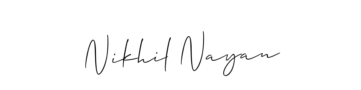 Allison_Script is a professional signature style that is perfect for those who want to add a touch of class to their signature. It is also a great choice for those who want to make their signature more unique. Get Nikhil Nayan name to fancy signature for free. Nikhil Nayan signature style 2 images and pictures png