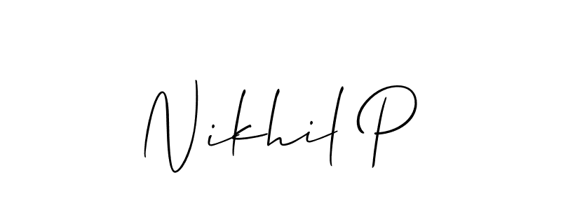 Similarly Allison_Script is the best handwritten signature design. Signature creator online .You can use it as an online autograph creator for name Nikhil P. Nikhil P signature style 2 images and pictures png