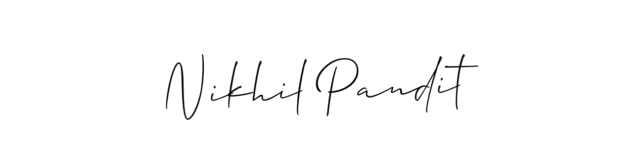 You should practise on your own different ways (Allison_Script) to write your name (Nikhil Pandit) in signature. don't let someone else do it for you. Nikhil Pandit signature style 2 images and pictures png