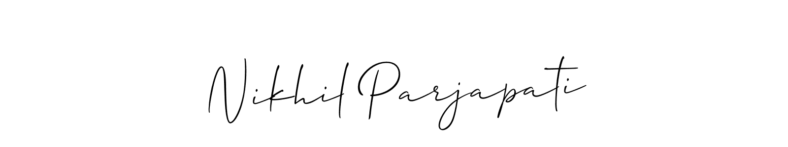 if you are searching for the best signature style for your name Nikhil Parjapati. so please give up your signature search. here we have designed multiple signature styles  using Allison_Script. Nikhil Parjapati signature style 2 images and pictures png