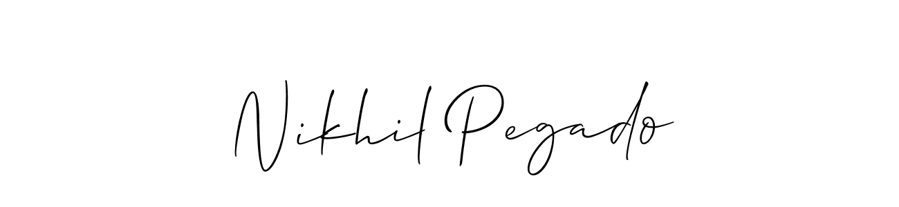 Allison_Script is a professional signature style that is perfect for those who want to add a touch of class to their signature. It is also a great choice for those who want to make their signature more unique. Get Nikhil Pegado name to fancy signature for free. Nikhil Pegado signature style 2 images and pictures png