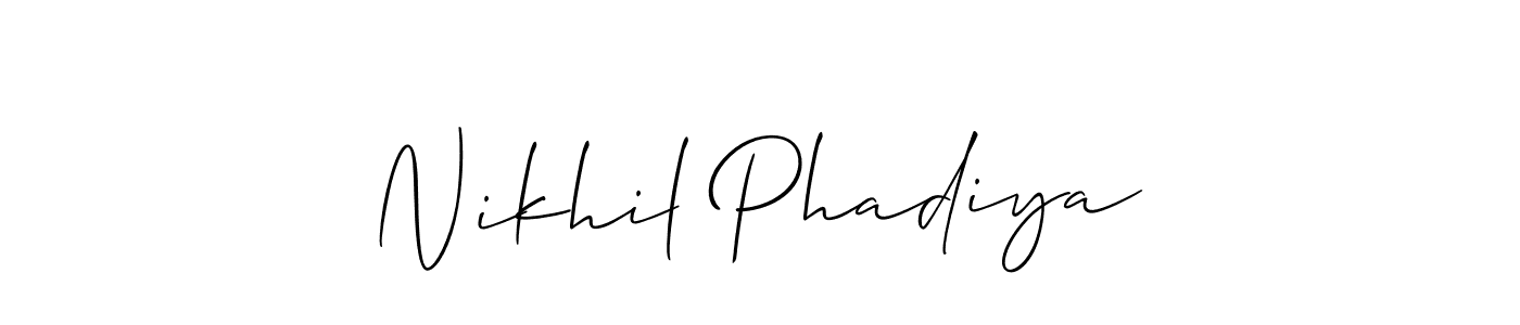 How to make Nikhil Phadiya signature? Allison_Script is a professional autograph style. Create handwritten signature for Nikhil Phadiya name. Nikhil Phadiya signature style 2 images and pictures png